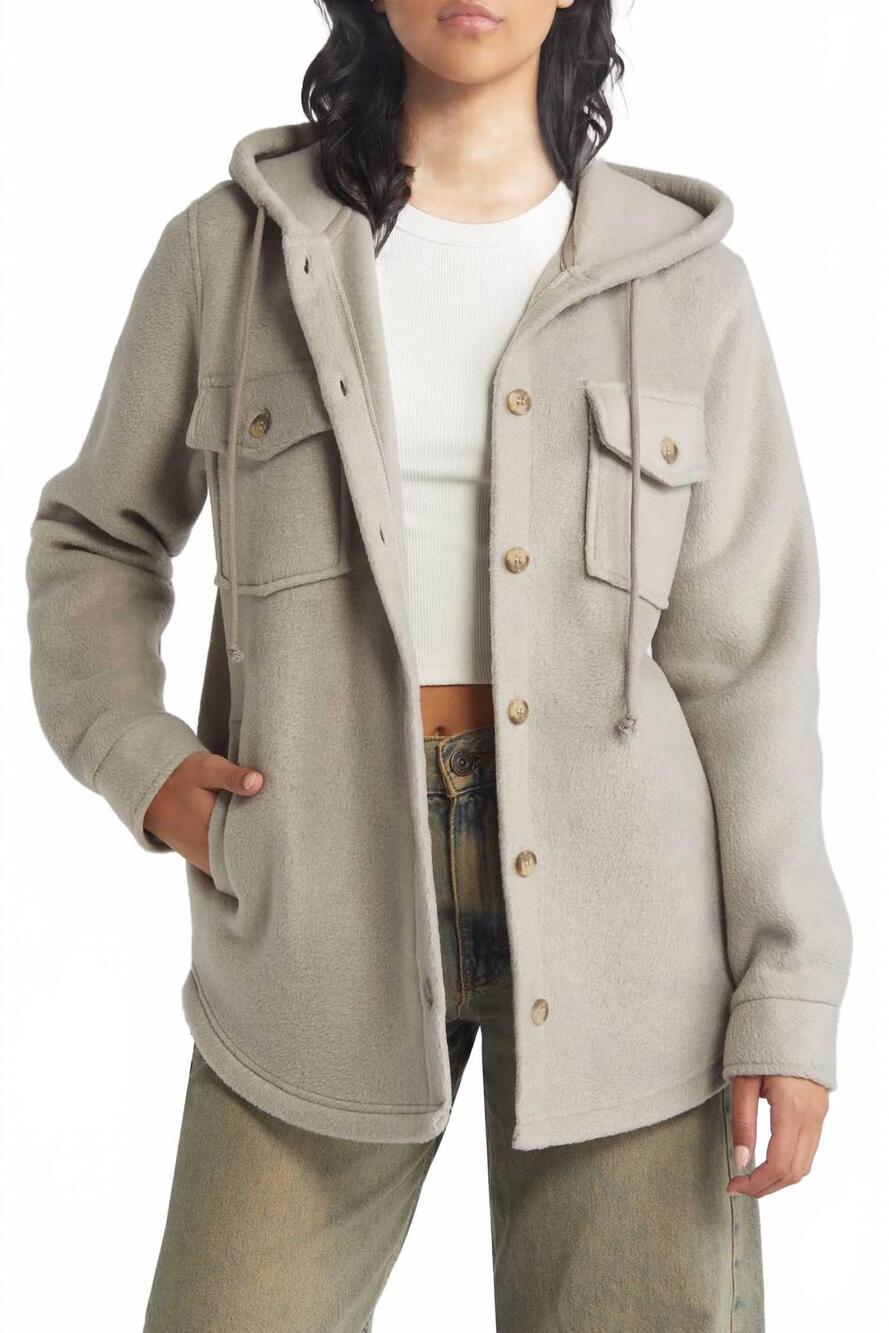 NEW THREAD & SUPPLY hooded shacket in gray